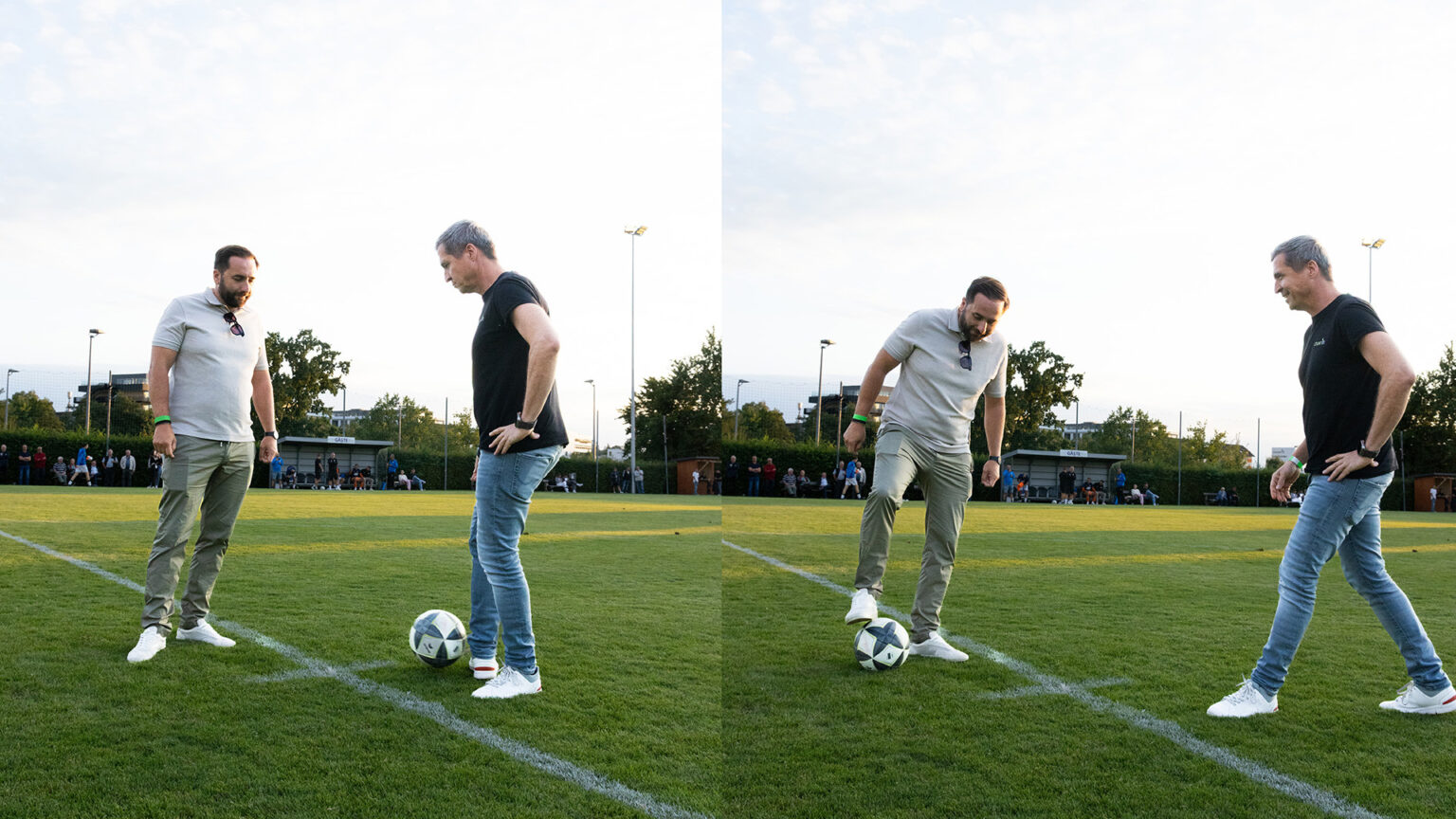 Raus und Braden beim Ehrenanstoß des Derby zwischen Wartberg und Hagenberg am 22.08.2025. ©Daniel Reindl/ASV Hagenberg